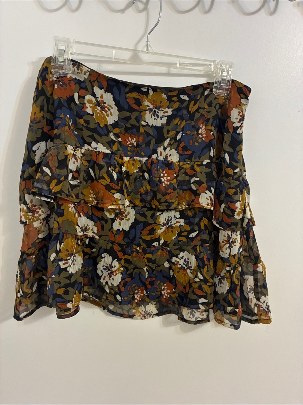 Sadie & Sage Floral Tiered Mini Skirt - Navy Multi - Large